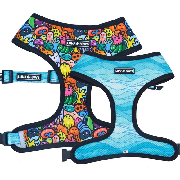 🐶 Luna Paws Reversible 2-in-1 Safety Harness for Dog/Puppy Under the Sea Print - Picture 4 of 8